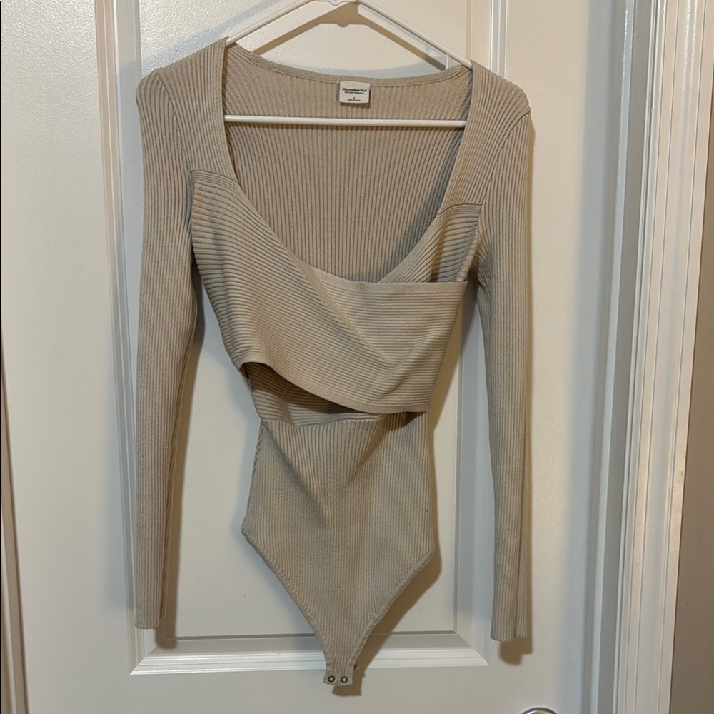 Abercrombie & Fitch Cream Ribbed Bodysuit